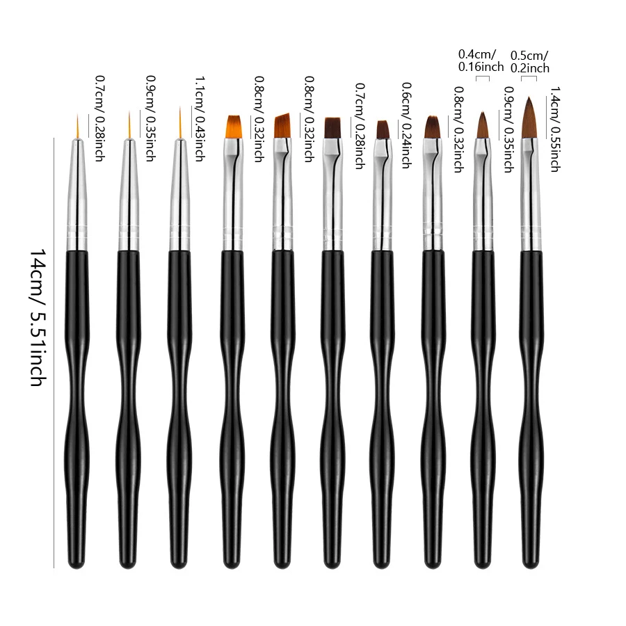 Black Curved Handle Nail Art B - Detailing Brush Set review and price